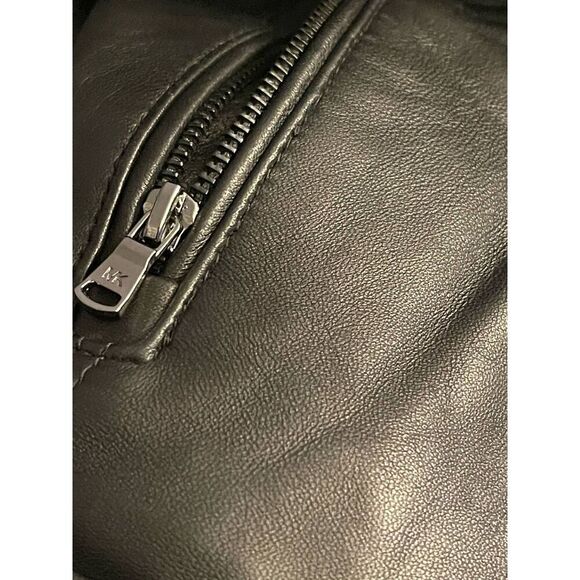 MK michael kors james dean black leather moto jacket xl mens - Picture 7 of 12